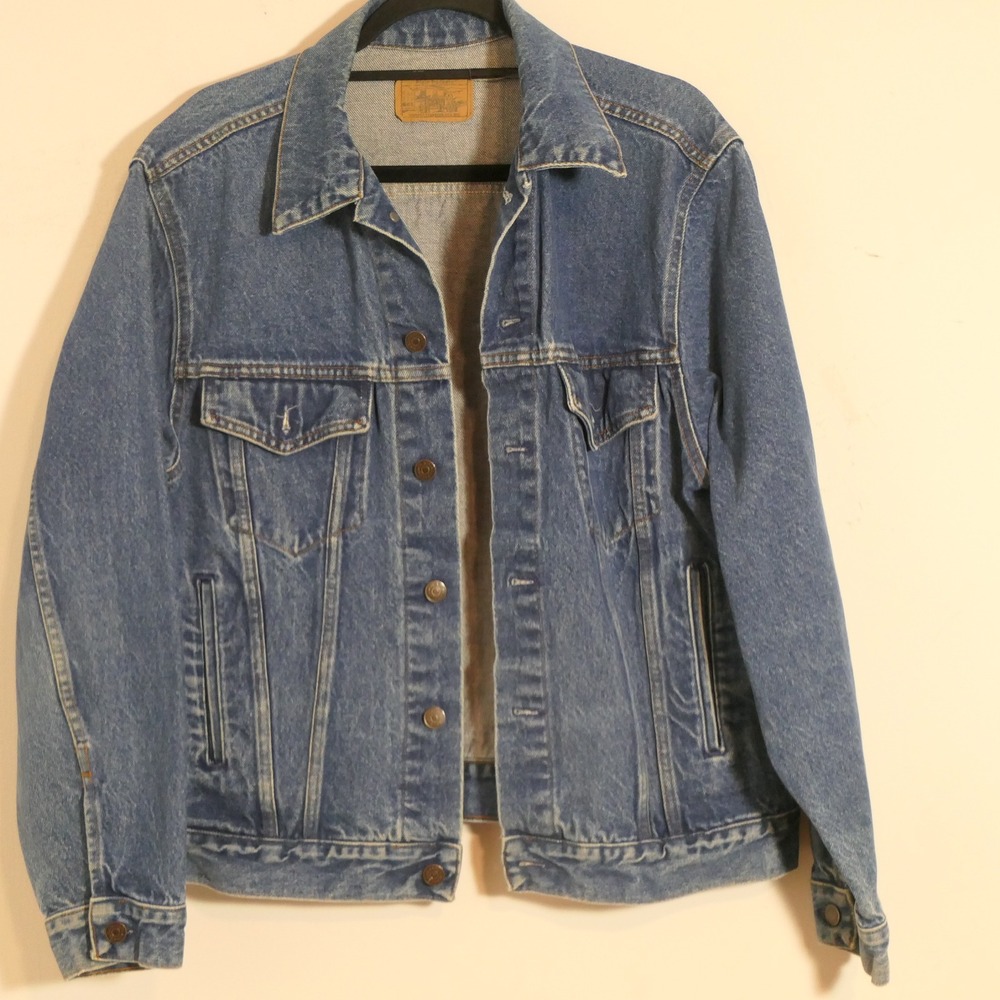 Plain Pockets Mens Denim Jacket XL Blue Trucker Vintage Americana Workwear